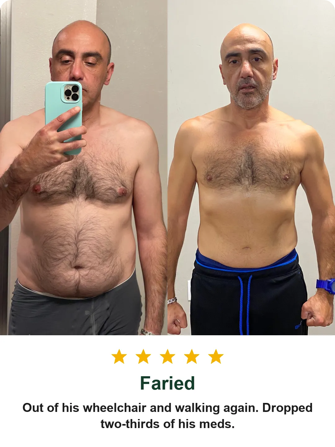 Client message describing improved blood pressure and energy