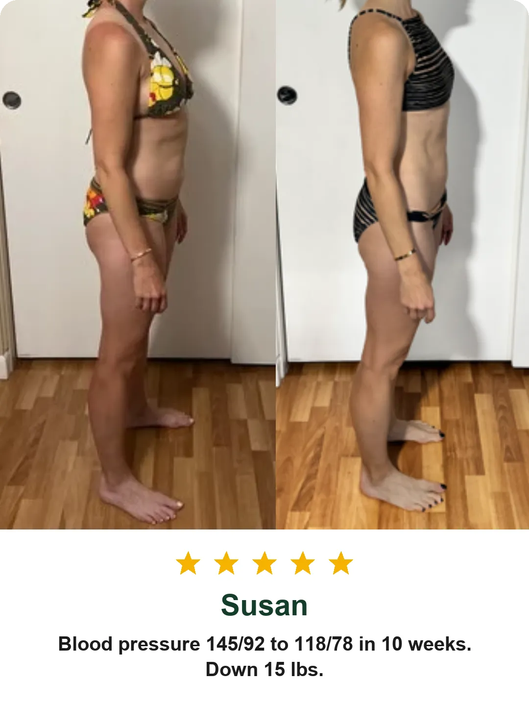 Client message describing better blood sugar and weight loss