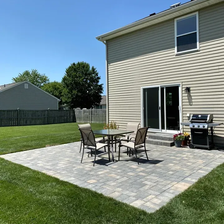 Finished paver patio after a full base repair and reinstallation