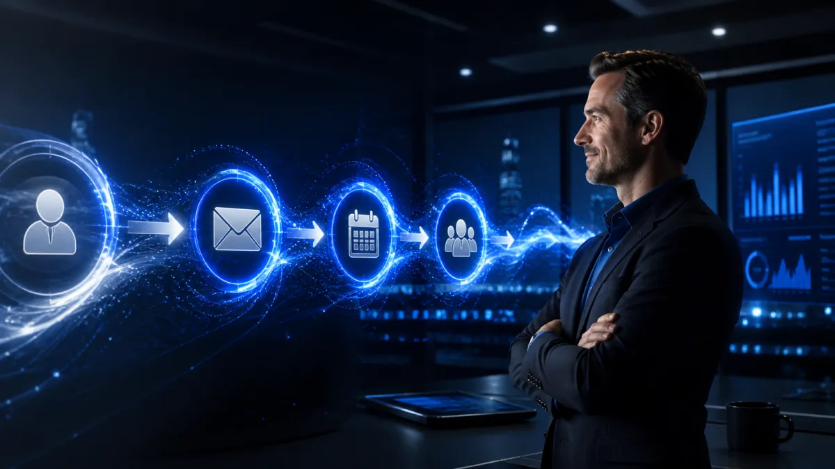Business owner viewing a connected lead follow-up system