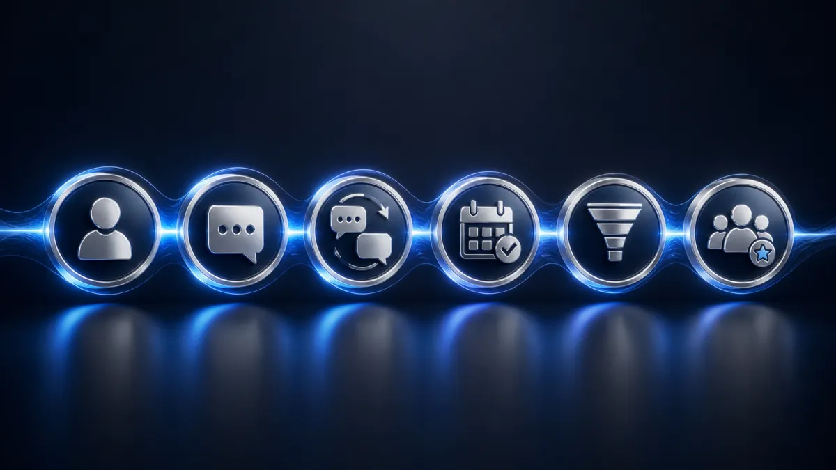 Connected lead capture, follow-up, booking, pipeline, and customer stages