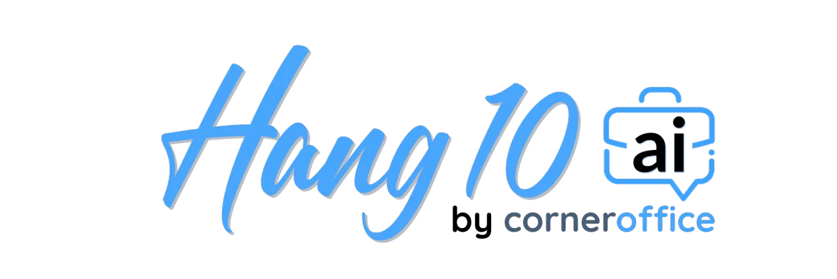 Hang 10 AI logo featuring a stylized word Hang then 10 in blue color, representing a web design agency specializing in HVAC, Home Service business Solutions