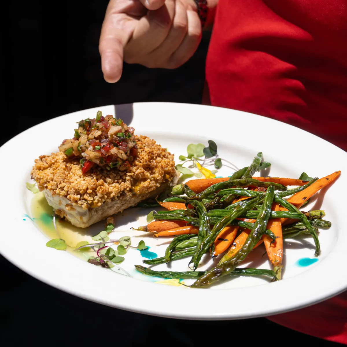 Macadamia-Almond Crusted Halibut