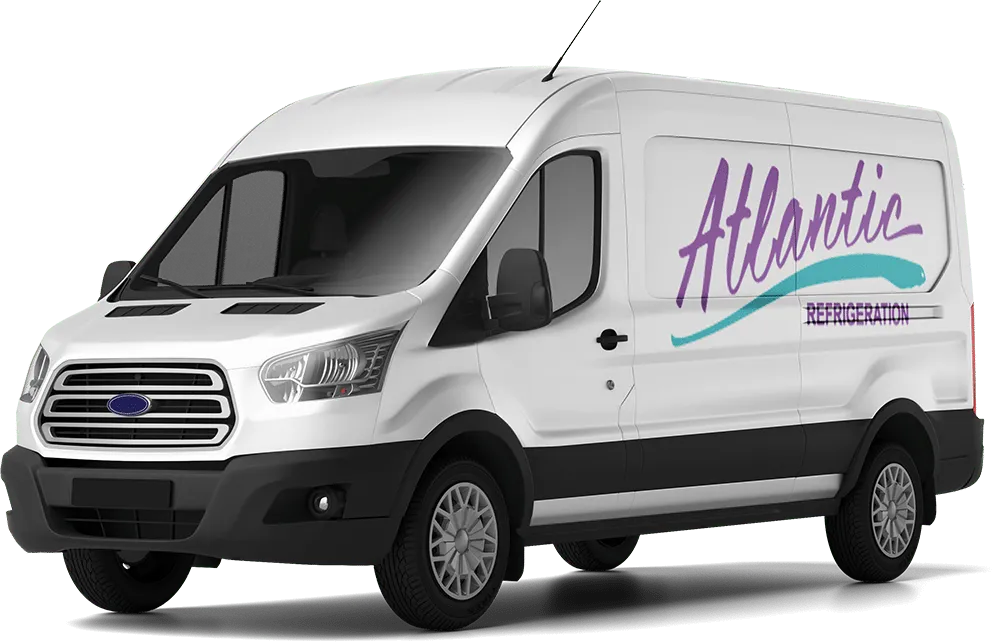 Atlantic Refrigeration service van parked outside during AC repair visit