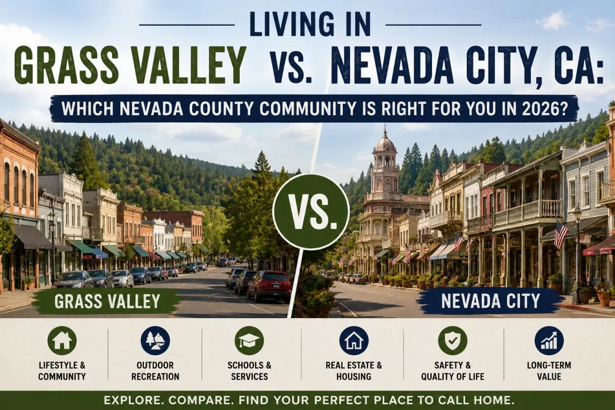 Real Estate Agent in Grass Valley and Nevada City, CA helping homebuyers compare Grass Valley and Nevada City to find the best place to live in Nevada County.