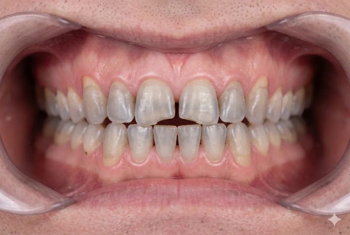 Before - Chipped, uneven, or worn front teeth