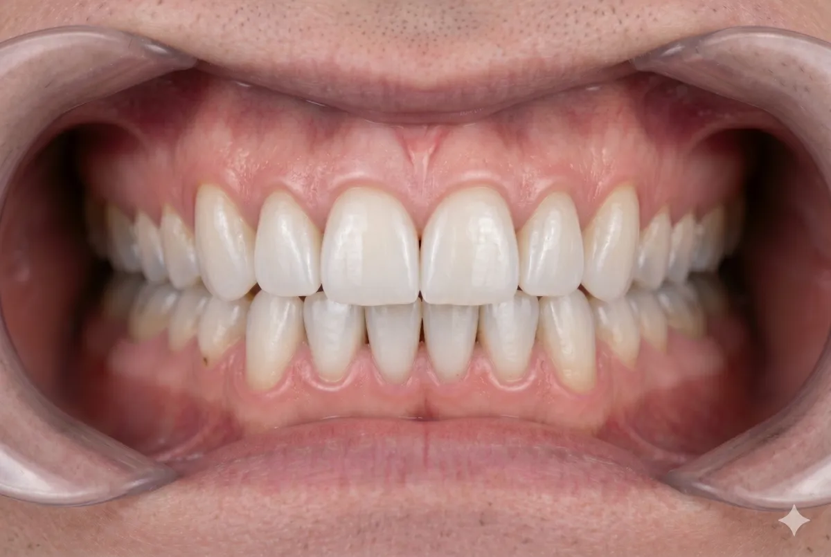 After - Porcelain veneers, natural and symmetrical smile