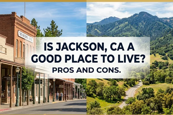 Panoramic view of historic downtown Jackson, California at golden hour