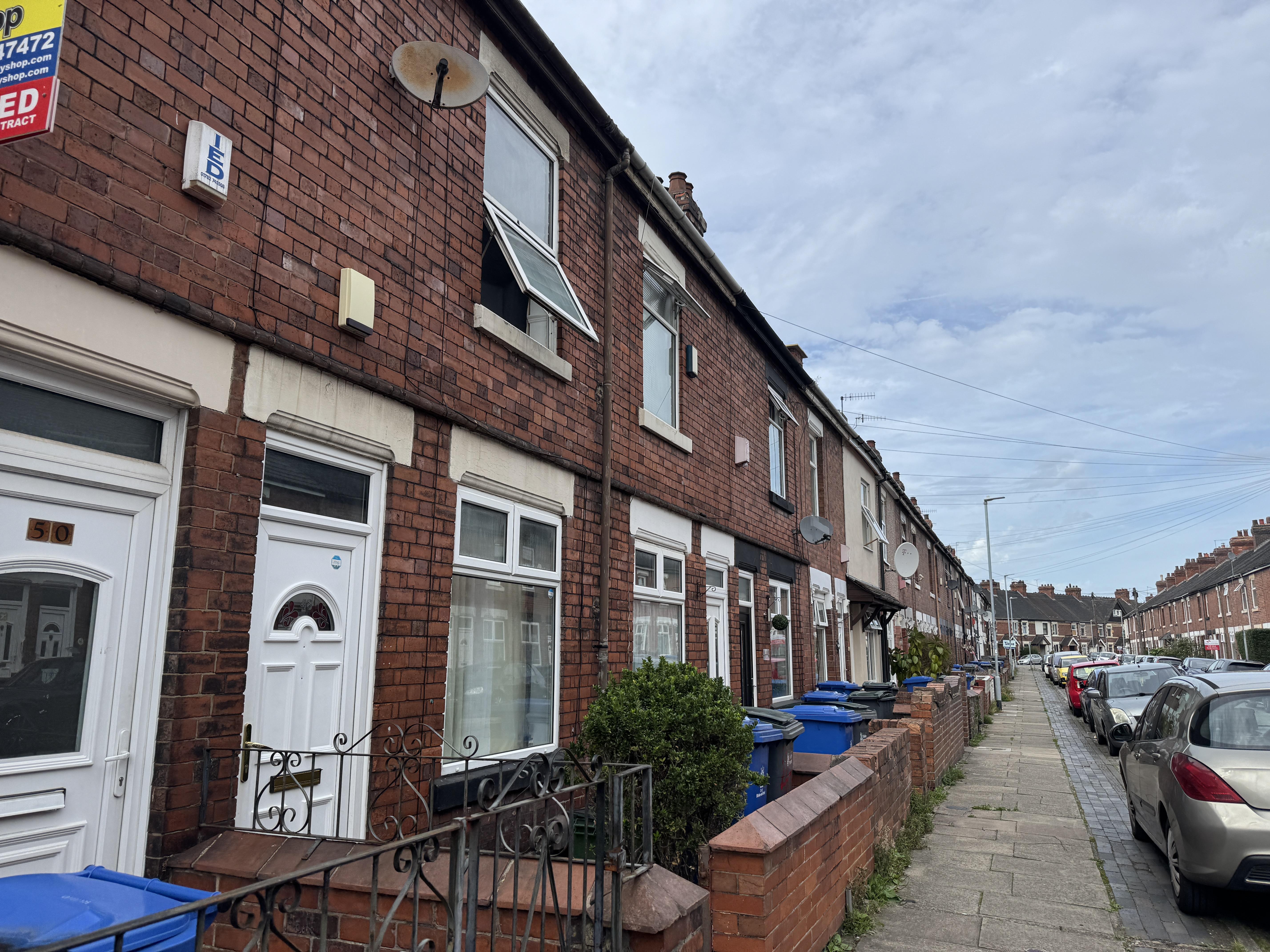 Row of terrace houses in Stoke-On-Trent