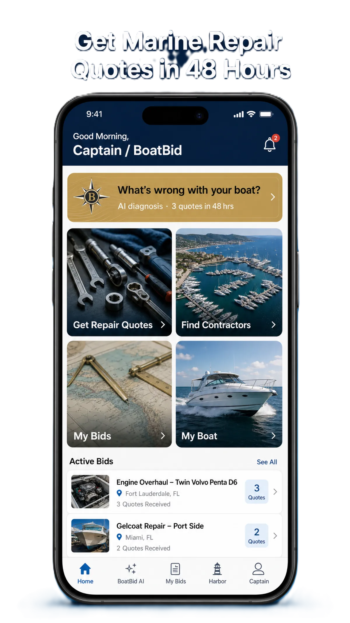 BoatBid App Mockup