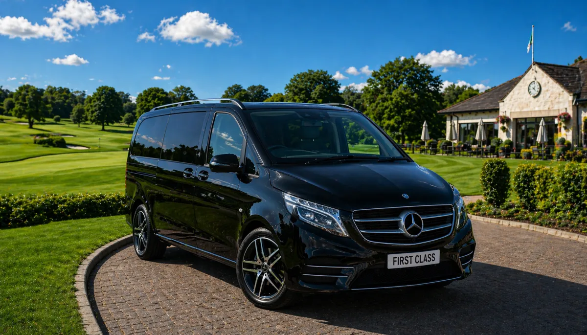 Black Mercedes V-Class with cream leather interior and right-hand drive
