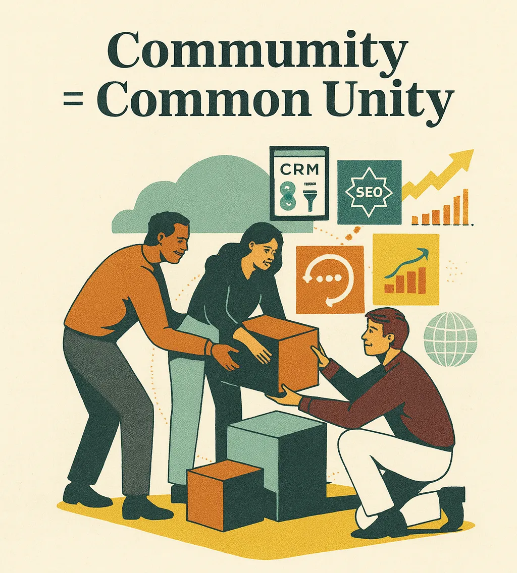 Community = Common Unity representing GNR Media’s plug-and-play system for business growth.