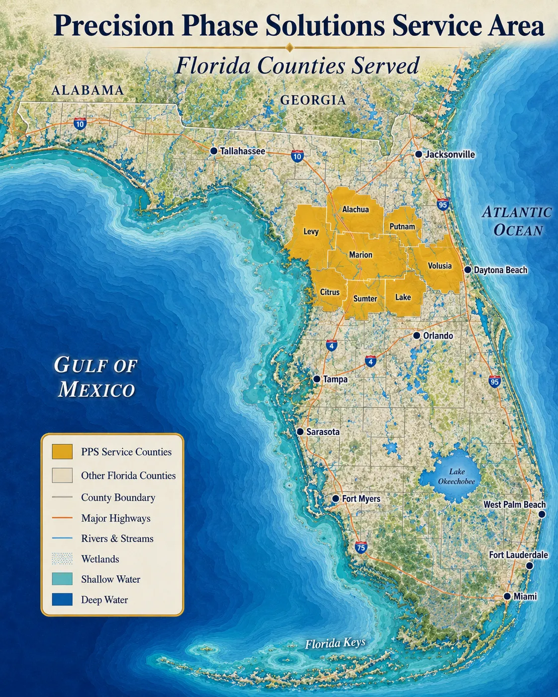 Professional Central Florida map illustration highlighting Marion County