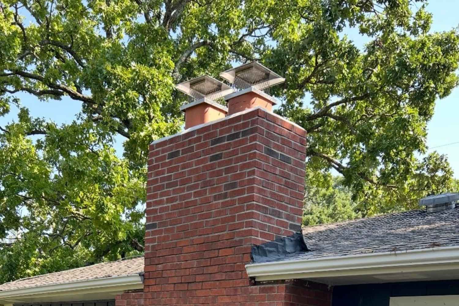 Before and after chimney masonry repair