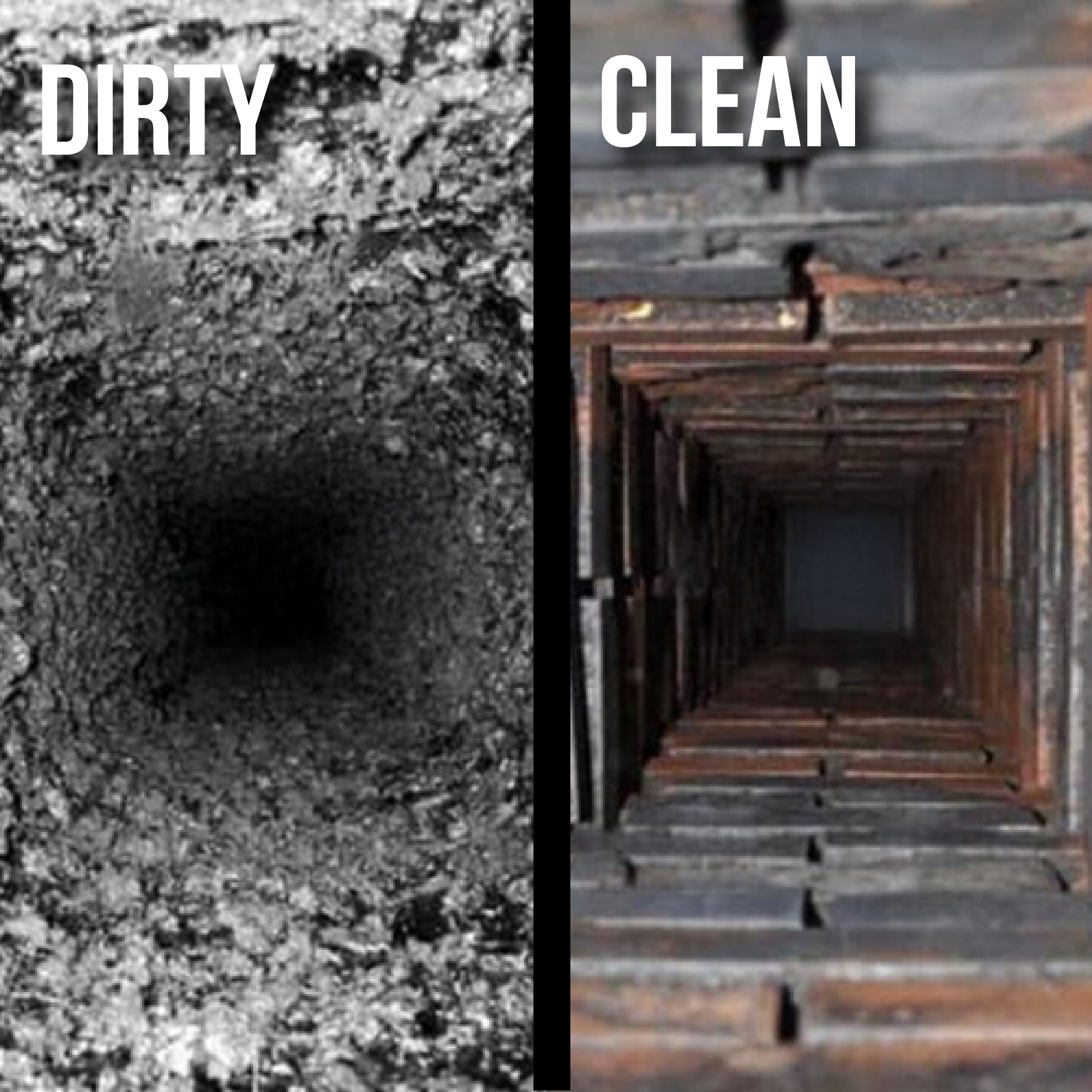 Before and after of a chimney cleaning service