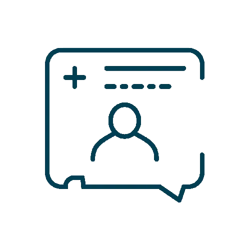 Chat message icon with user silhouette and plus sign representing start new conversation or add user communication