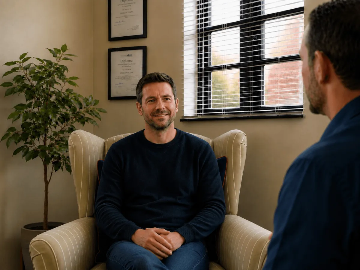 Man taking to therapist