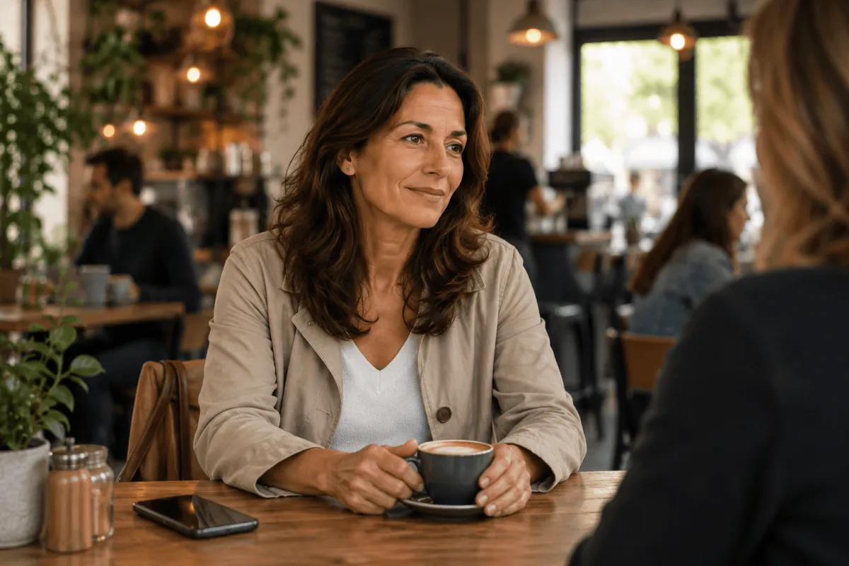 woman enjoying coffee with a friend
