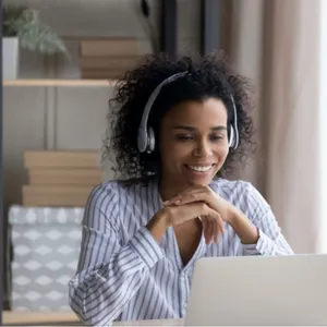 woman watching video course