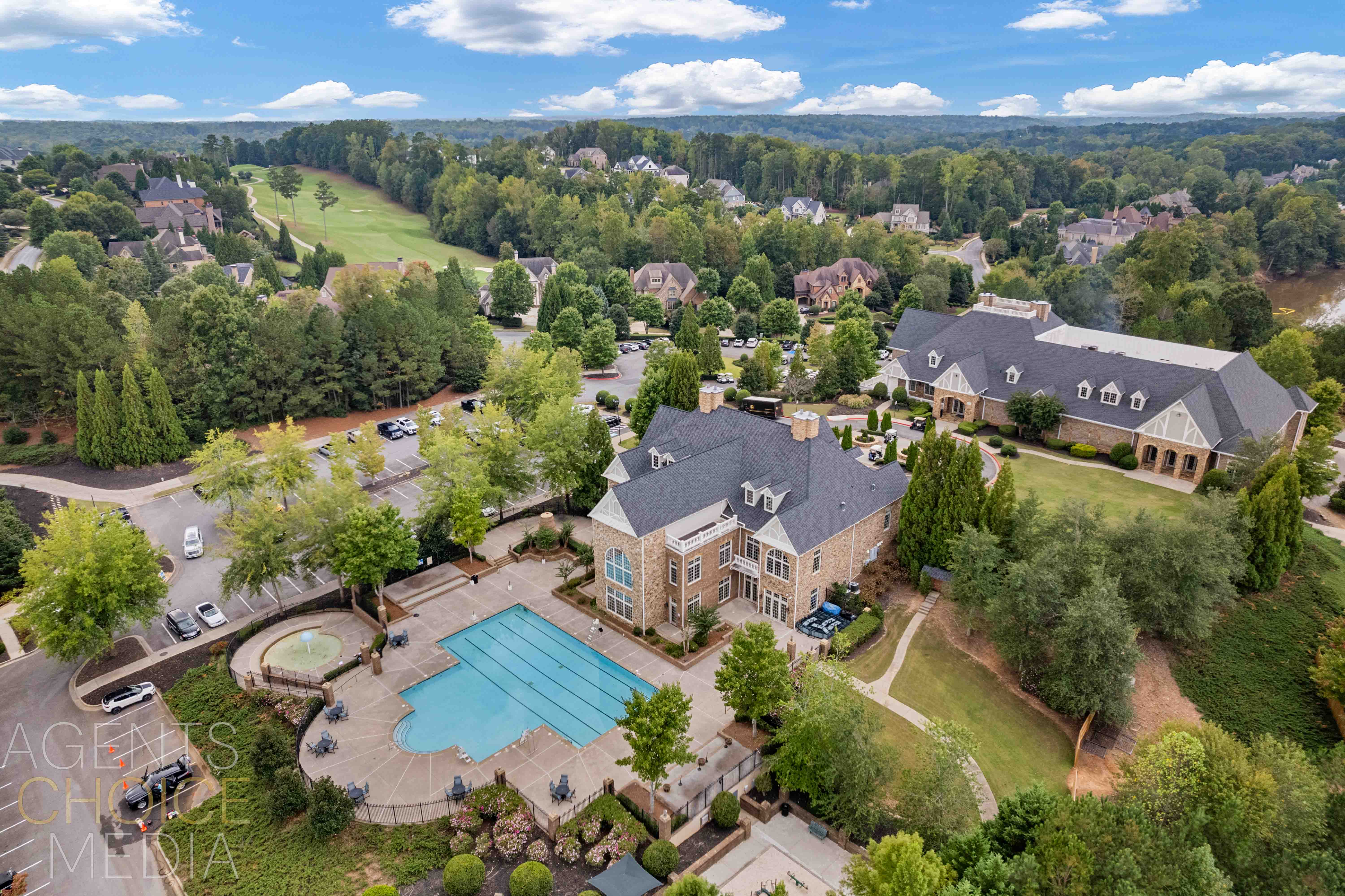 Professional real estate drone photography and aerial video services in Alpharetta and Milton at The Manor Golf Club