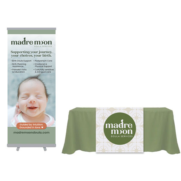 Doula bannerstand and table runner design