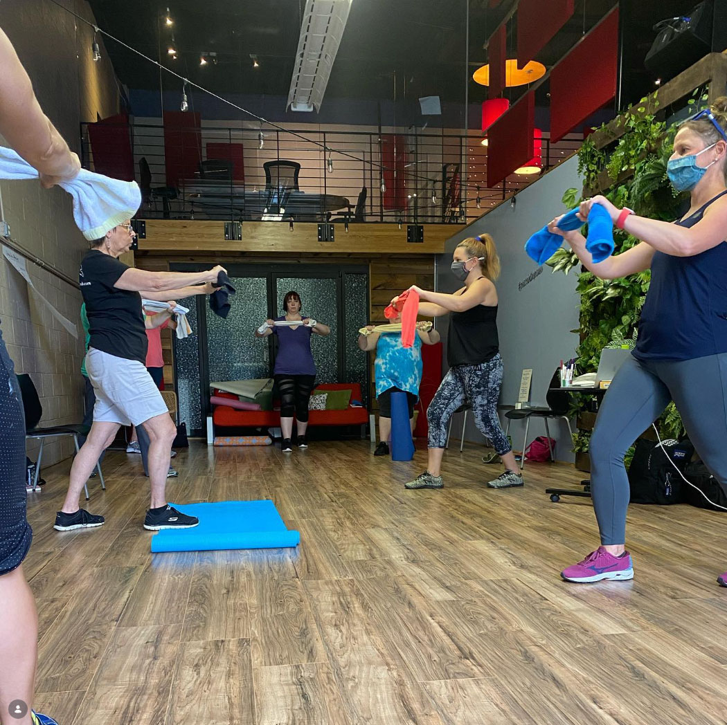 community members exercising