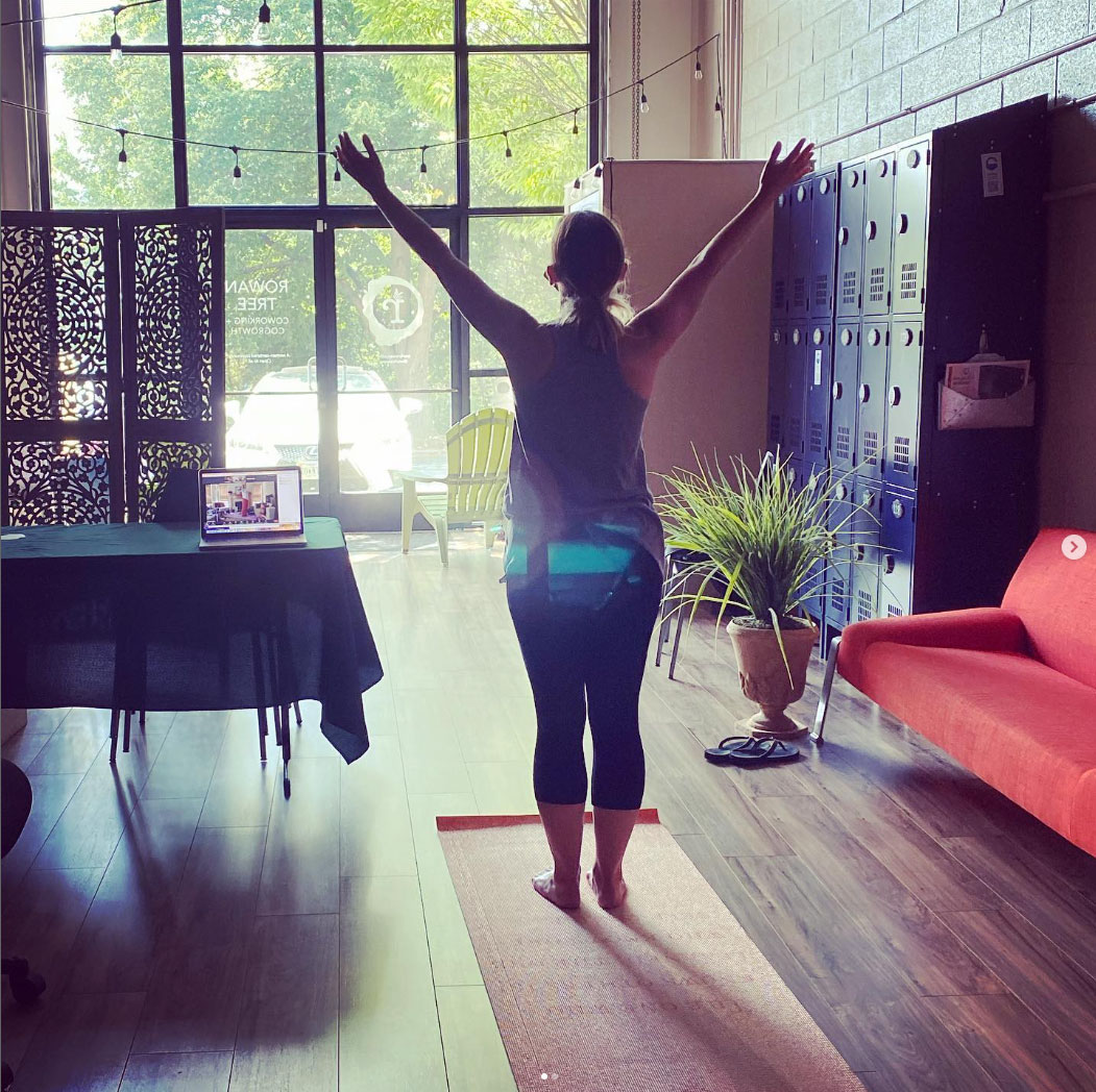 Rowan Tree member in tree pose