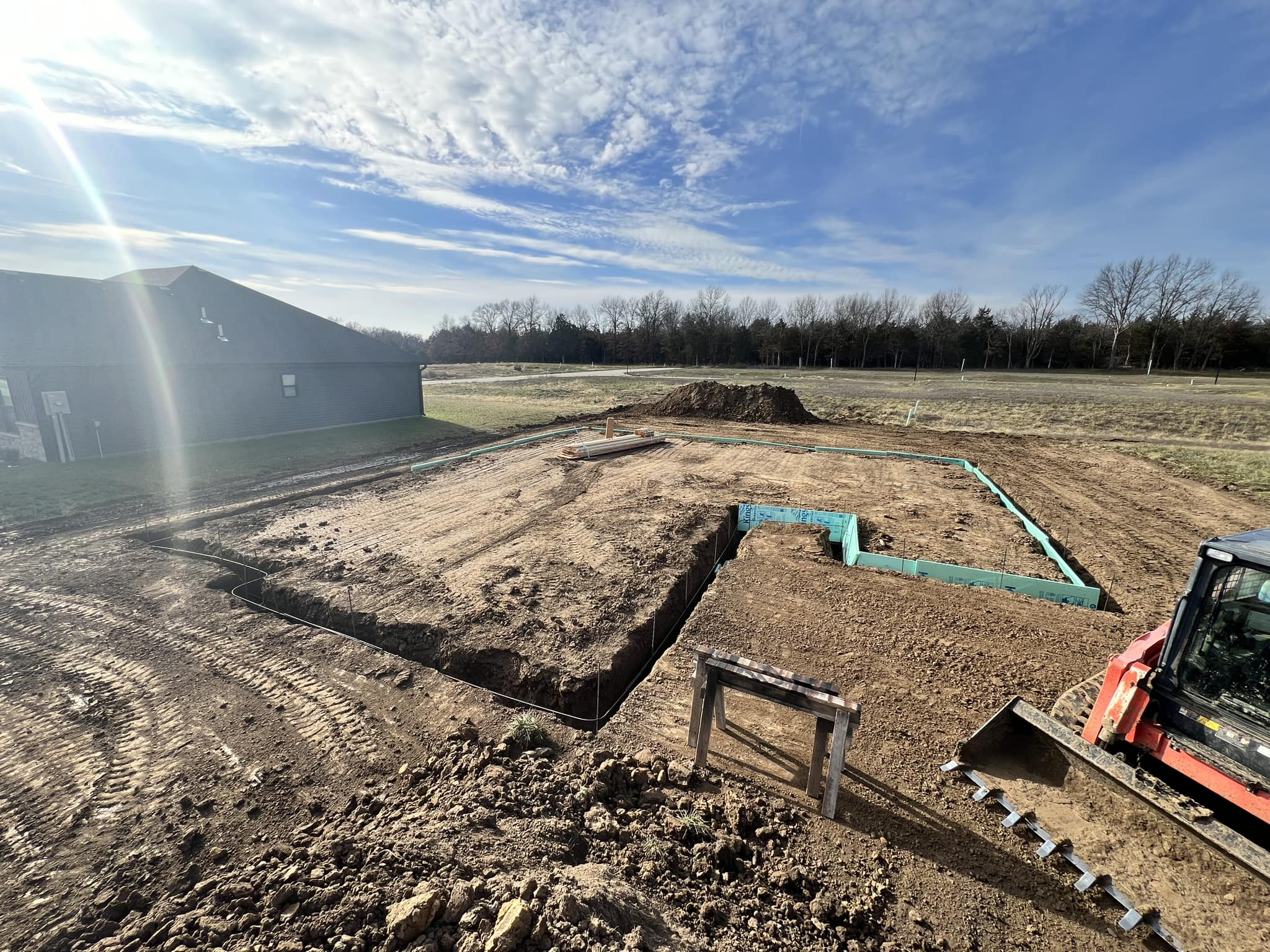 Excavated foundation ready for concrete