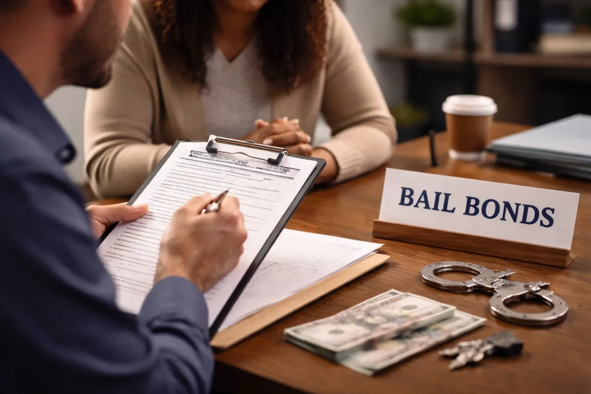 Agent explaining process to client near Raleigh Jail