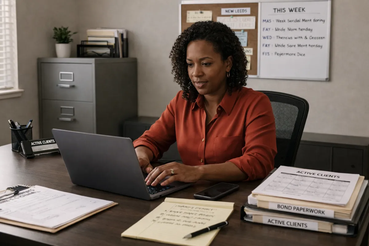 Licensed bail bond agent facing common industry challenges including forfeitures and defendant management