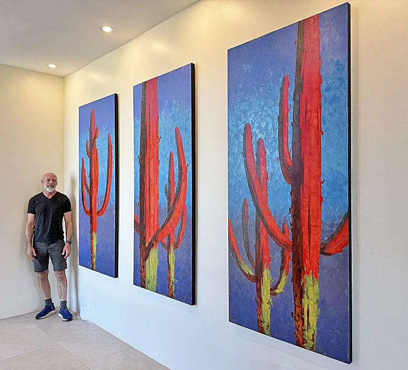 Commissioned triptych installed in a client's home