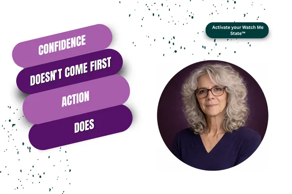 Blog graphic reading ‘Confidence doesn’t come first. Action does.