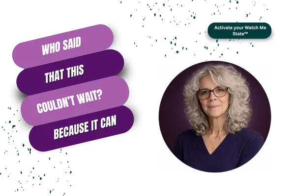 Blog cover graphic reading ‘Who told you everything was urgent? Because it’s not.’ with a portrait of Becky on a dark background.