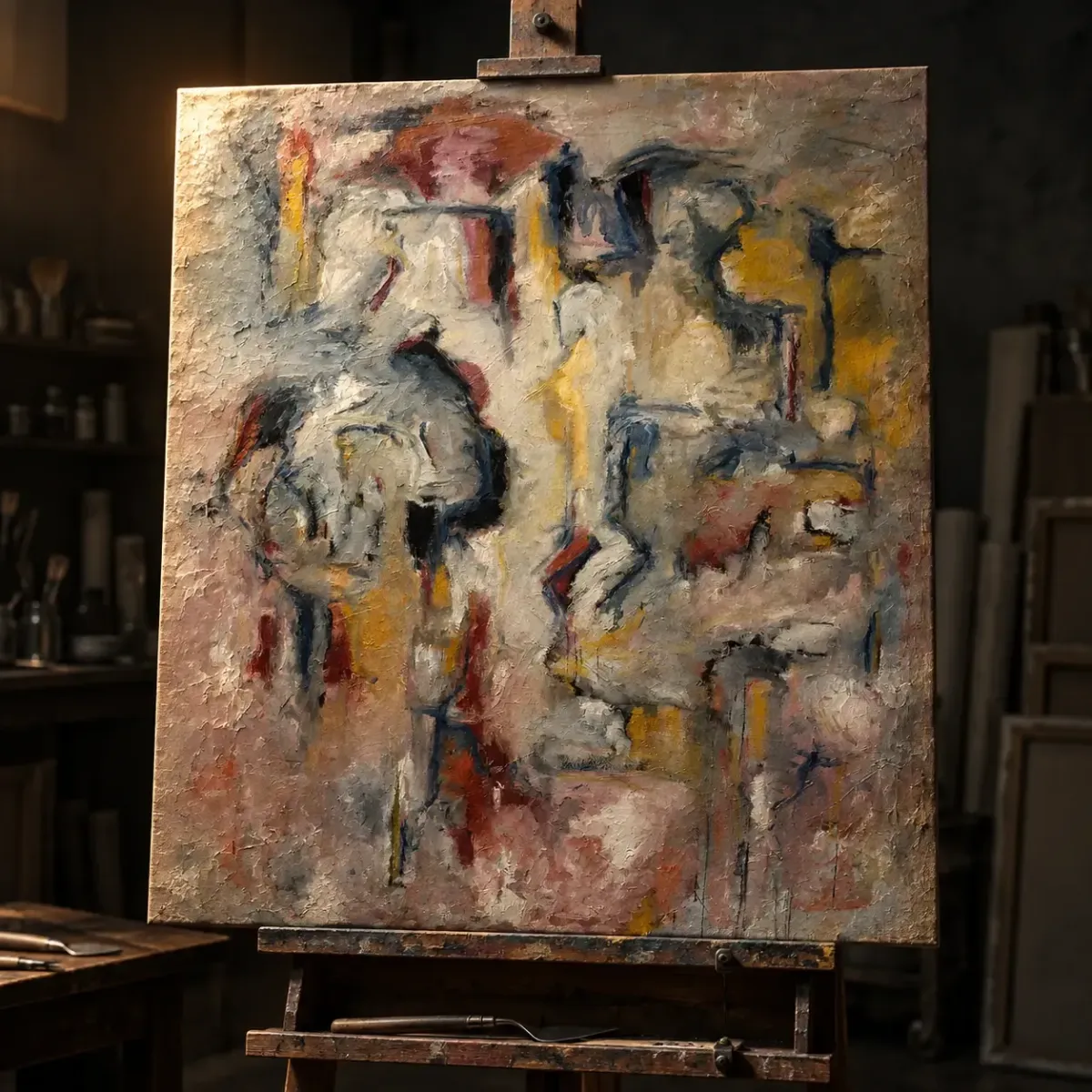 Macro artwork detail showing brush strokes and luminous oil paint layers representing a window