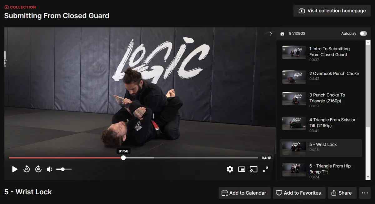 submitting from closed guard wristlock