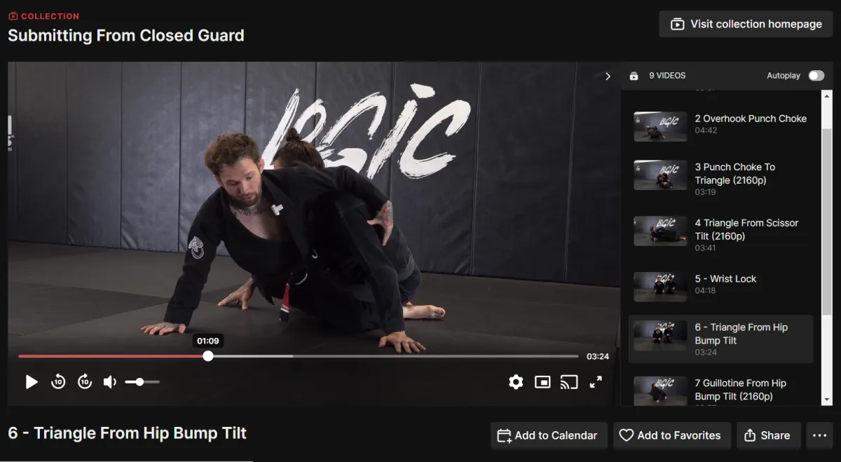 submitting from closed guard triangle from hip bump