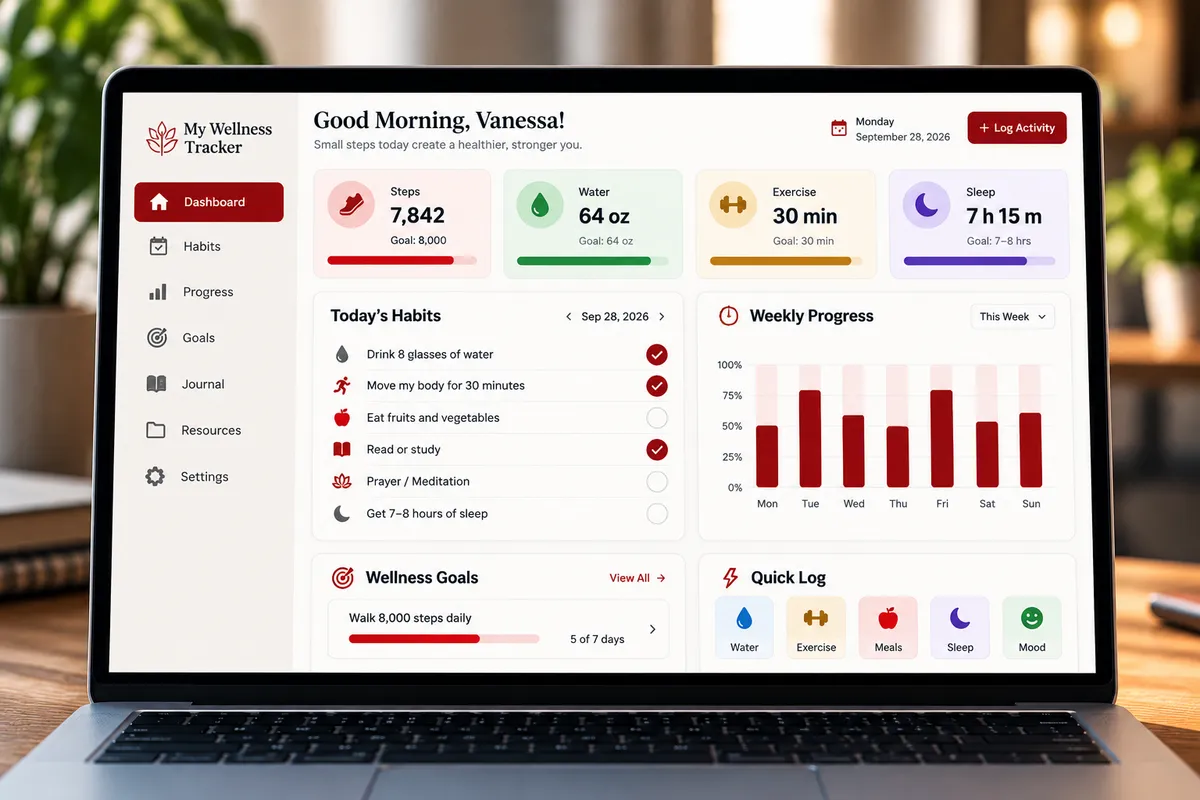 Laptop mockup showing a business insights dashboard