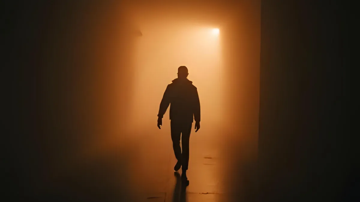 Un mercadólogo en red frustrado mirando una pizarra desordenada con notas y flechas dispersas, simbolizando confusión y falta de un sistema de duplicación