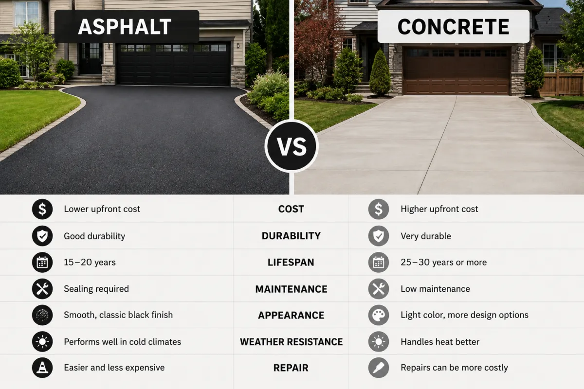 Asphalt vs Concrete Driveway: Which Is the Better Investment?