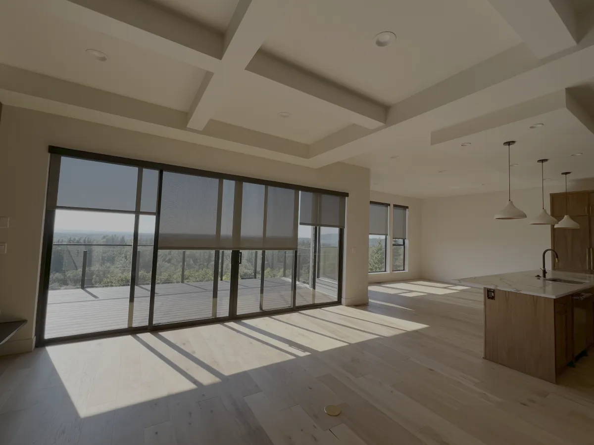 Modern living room with sectional sofa and artwork