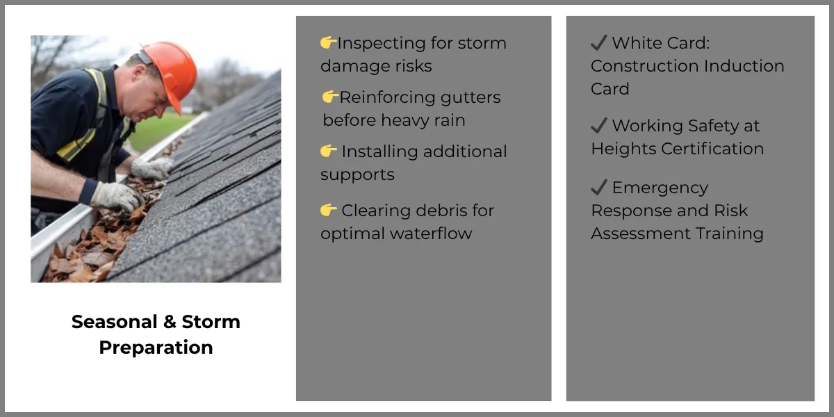 A worker inspecting for storm damage risk.