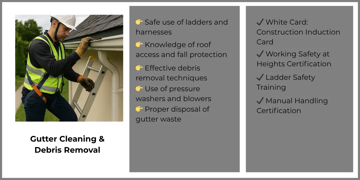 A worker is cleaning a roof using a pressure washer and blowers.