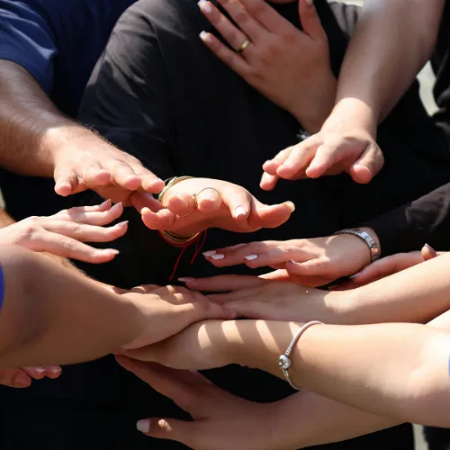 Image of Suzanne Smith, seated with cup of tea