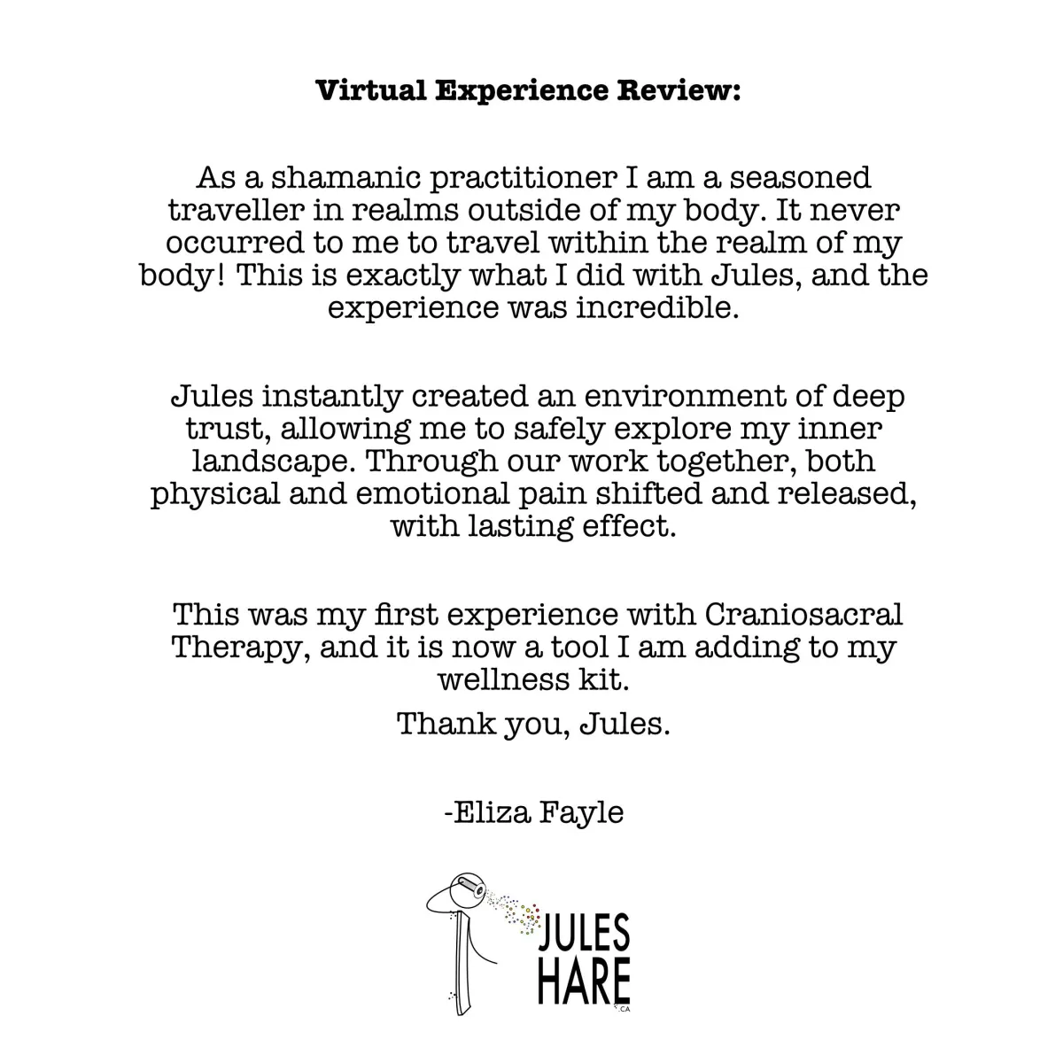 virtual experience review Craniosacral Therapy