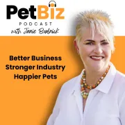 Portrait of Janie Budnick, founder of Cattails Lodge, smiling warmly in a sunlit, cover for Petiz Podcast
