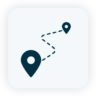 icon with map markers that shows our experience helps get you from here to there