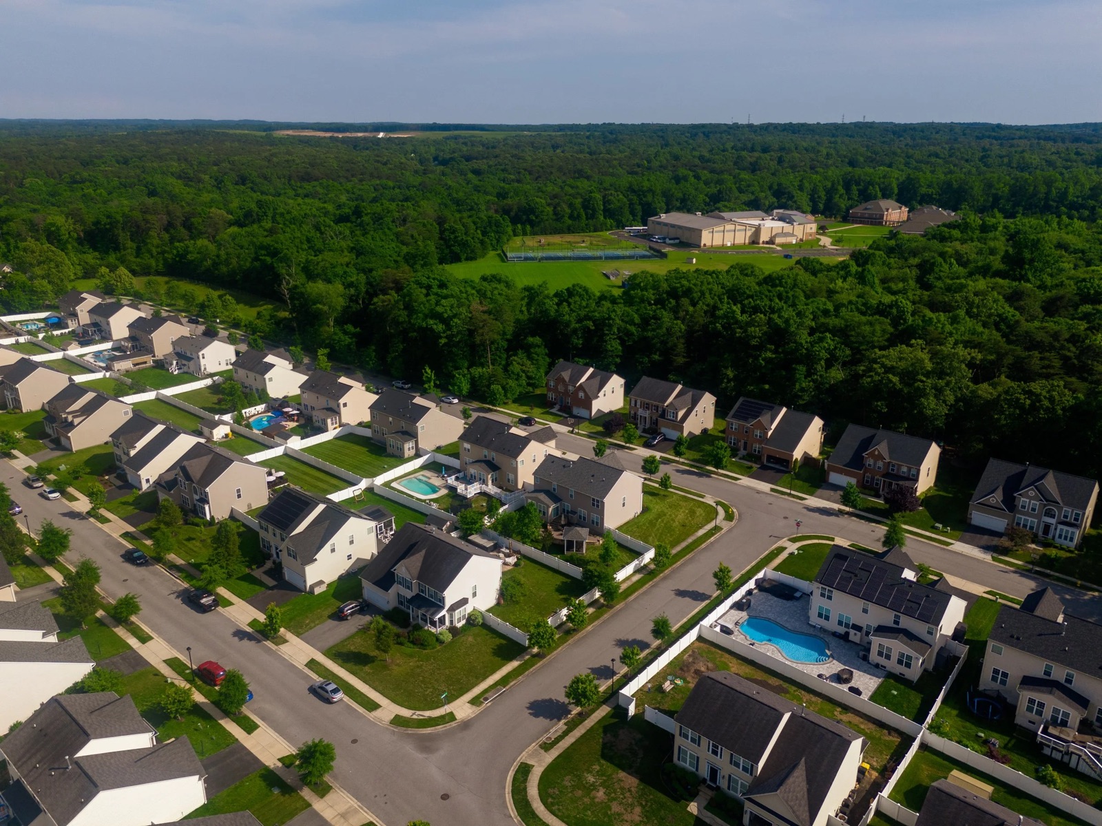 Aerial of a new-build neighborhood