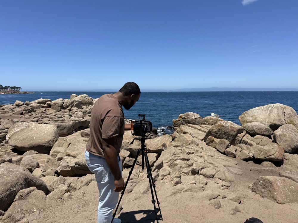 David filming on a shoot