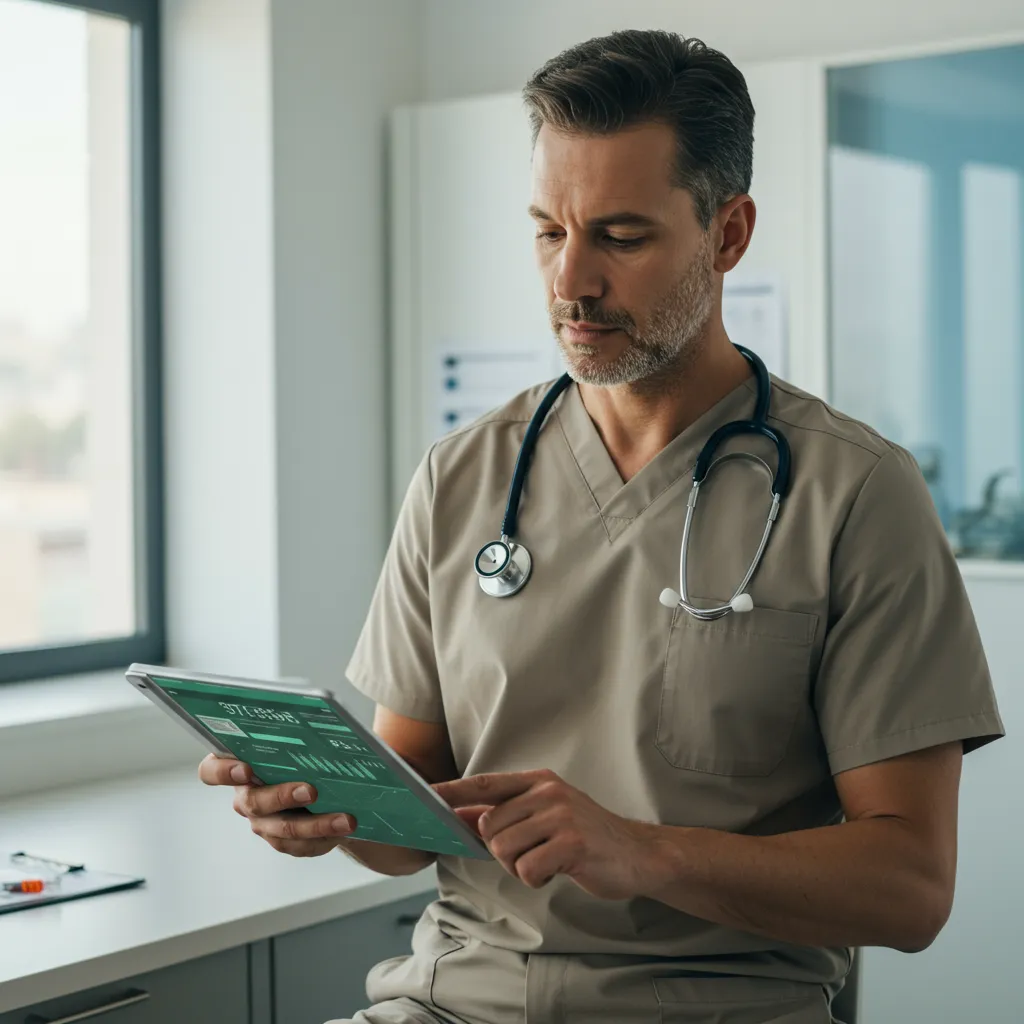 Physician reviewing testosterone lab results with a male patient at Prime Body Solutions