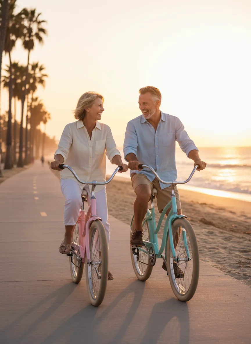 Active couple enjoying health after preventative wellness screenings